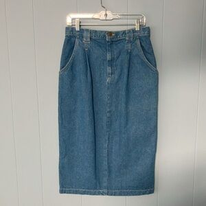 Vintage American Profile Size 12 Blue Denim Jeans Skirt Midi Medium-Wash